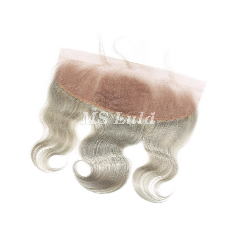 Silver Grey Virgin Hair Body Wave 13X4 Lace Frontal - 图片 3